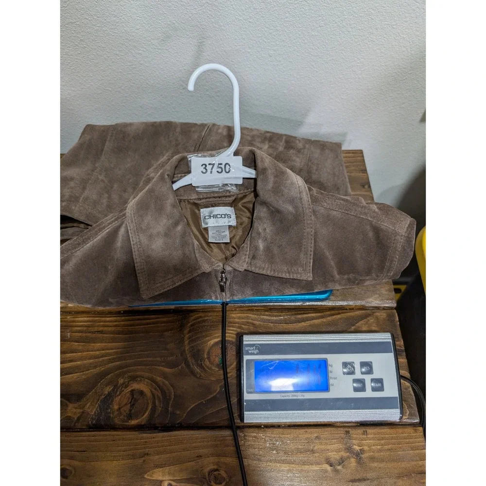 Chicos Suede Leather Zip Front Jacket Brown Size‎ 0 Minimalist Classic